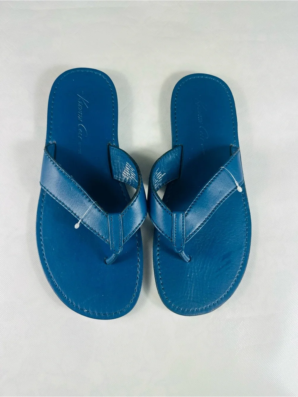 Kenneth Cole Bright Blue Leather Flip Flops